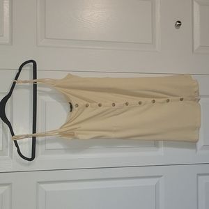 Top shop, button up dress, yellow, size large, mini with shoulder ties